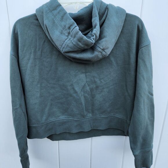 Calvin Klein Performance Womens Cropped Sweatshirt Hoodie Sz XS Green With Logo - Picture 4 of 4